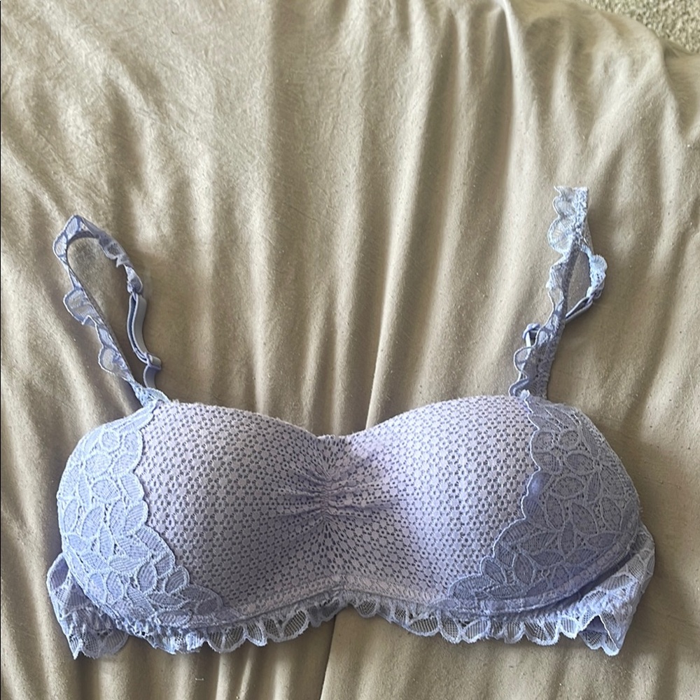 Lace Trim Light Purple Wireless Bra